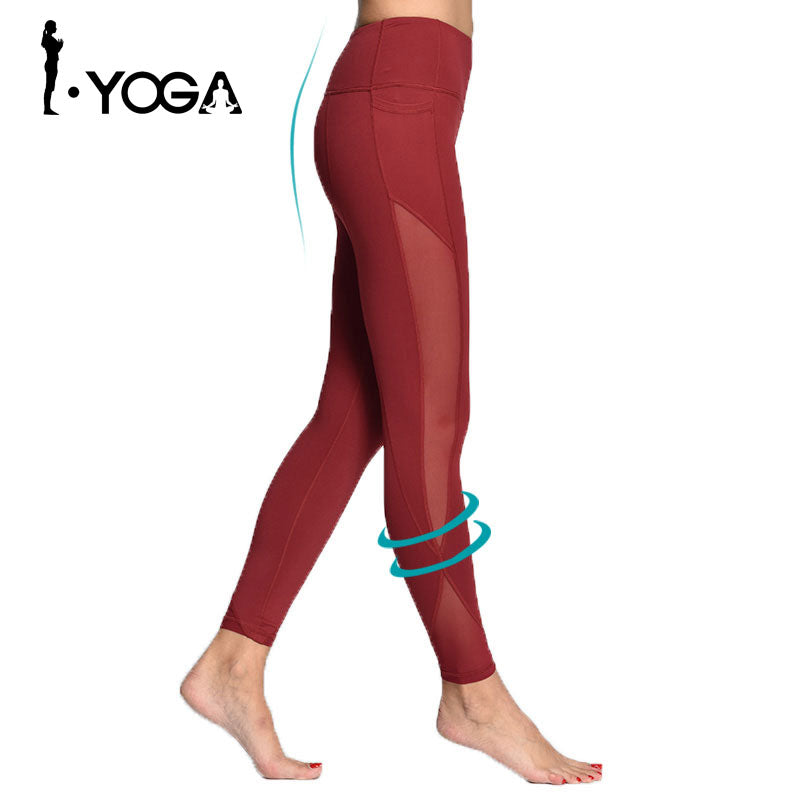 Yoga Compression Pants Mesh Leggings Pants Elastic Tights