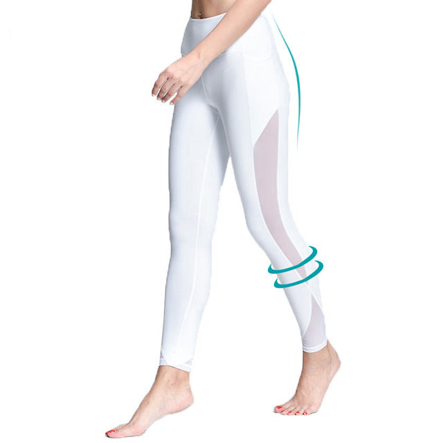 Yoga Compression Pants Mesh Leggings Pants Elastic Tights